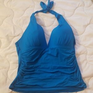 La Blanca Bright Blue Halter Tankini Top 14